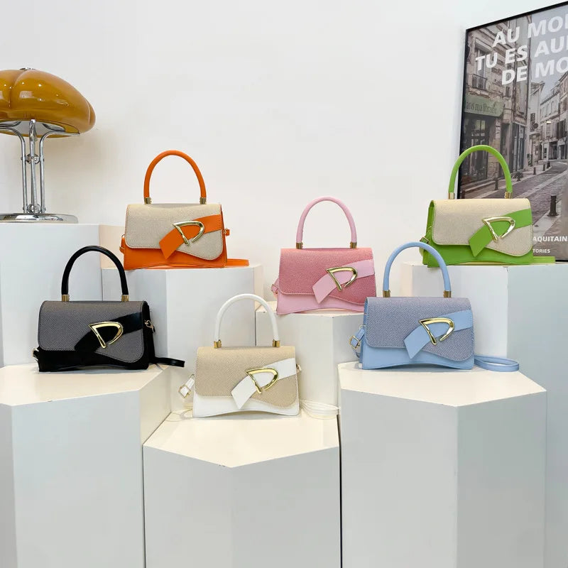 Women's Color-Block Spliced Crossbody Bag & Handheld Small Square Bag